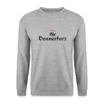 Sir Donnerfurz - Unisex Pullover - Weißgrau meliert - Vorne - Alina (178cm) & Michal (187cm)