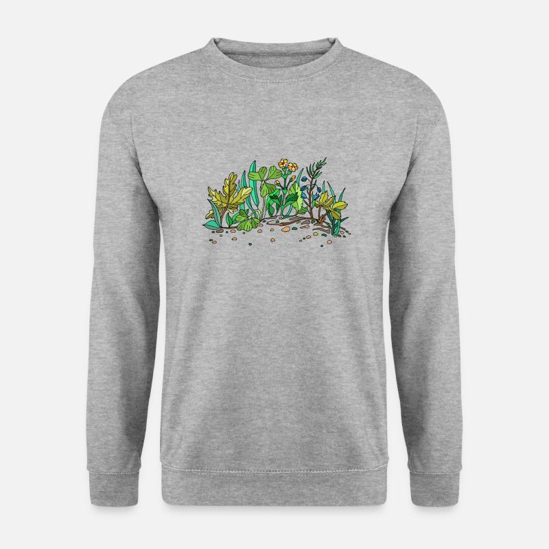 Grüne Wiese - Unisex Pullover - Weißgrau meliert