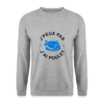 j'peux pas j'ai poulet - Sweat-shirt Unisexe - gris chiné - Devant - Alina (178cm) & Michal (187cm)