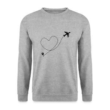 heart plane ride - Unisex Sweatshirt - salt & pepper - Front - Alina (178cm) & Michal (187cm)
