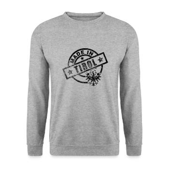 Fabriqué en dialecte tyrol Armoiries Eagle Gift - Sweat-shirt Unisexe - gris chiné - Devant - Alina (178cm) & Michal (187cm)