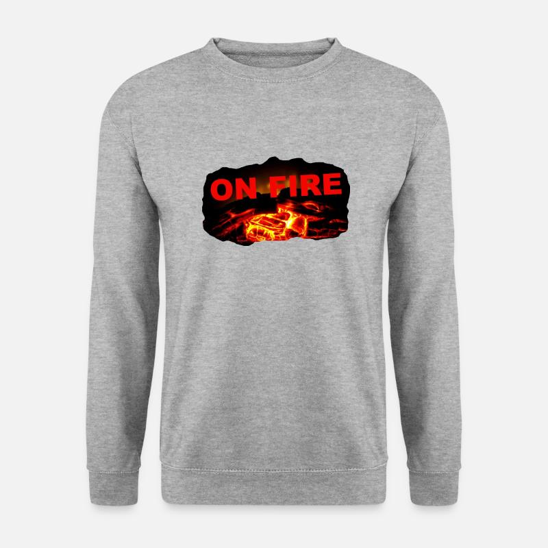 ZoffArt ON FIRE - Unisex Pullover - Weißgrau meliert