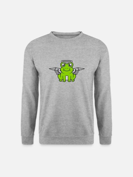 Heiligenschein Flügel Frosch Engel - Unisex Pullover - Weißgrau meliert