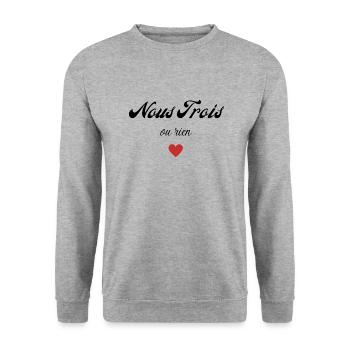 nous trois ou rien - Sweat-shirt Unisexe - gris chiné - Devant - Alina (178cm) & Michal (187cm)