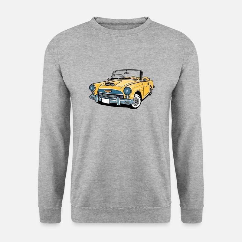 Gelbes Cabriolet Cabrio - Unisex Pullover - Weißgrau meliert