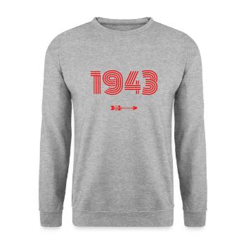 Born in 1943 - Unisex Sweatshirt - salt & pepper - Front - Alina (178cm) & Michal (187cm)