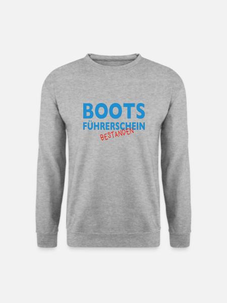 Boot Motorboot Bootsführerschein bestanden - Unisex Pullover - Weißgrau meliert