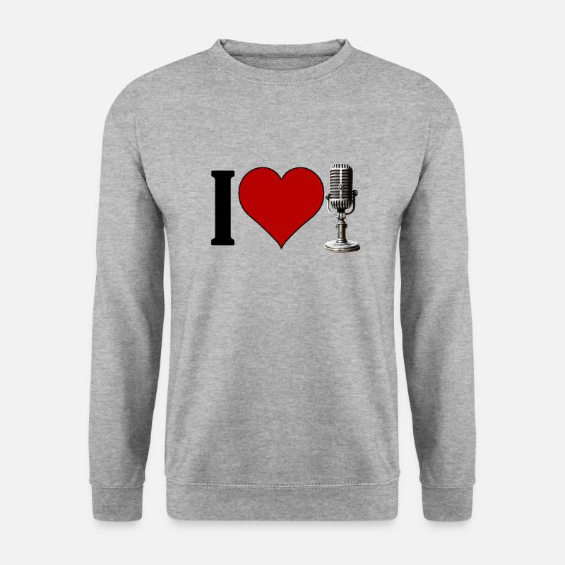 I ♥️ MUSIC | I Love Singing - Unisex Pullover - Weißgrau meliert