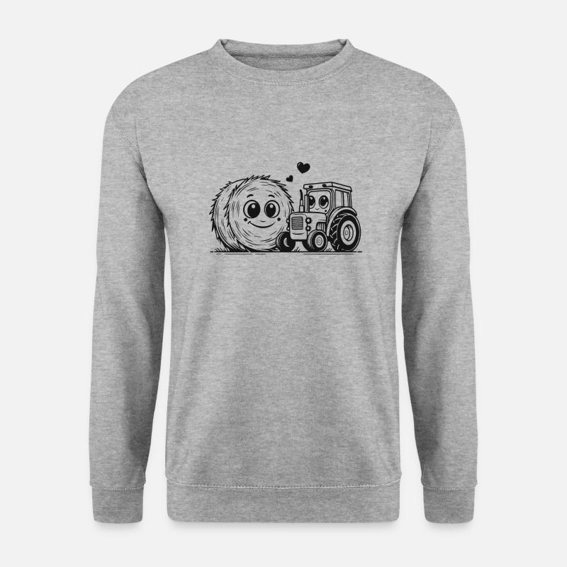 Kinder Bauernhof Traktor Design - Unisex Pullover - Weißgrau meliert