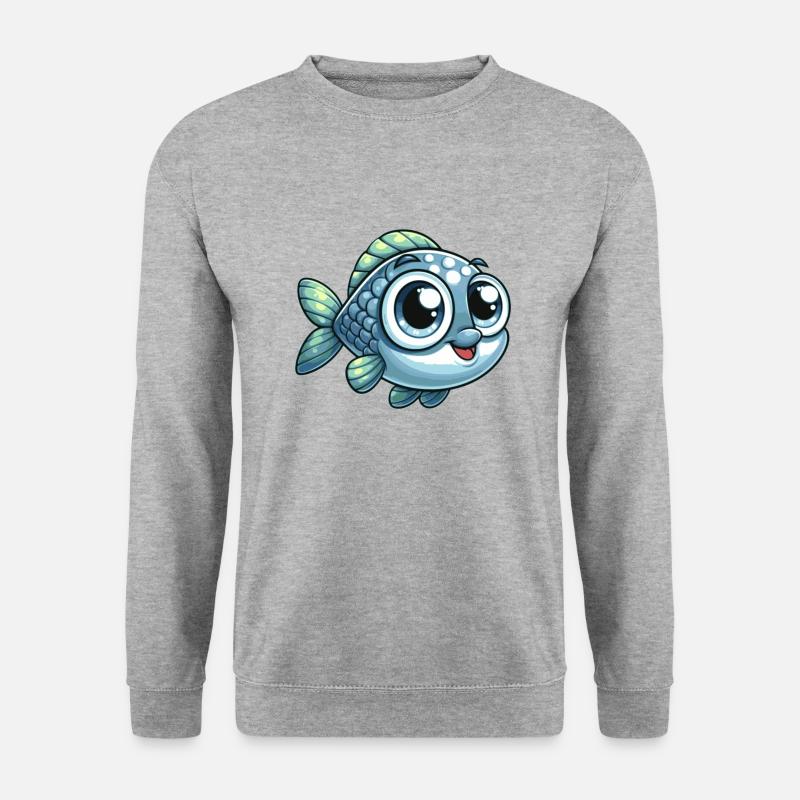 Blauer Fisch - Unisex Pullover - Weißgrau meliert