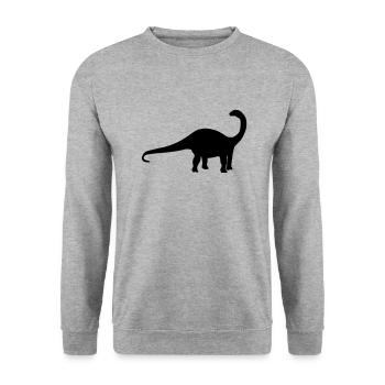 Dinosaurier Apatosaurus - Unisex Pullover - Weißgrau meliert - Vorne - Alina (178cm) & Michal (187cm)