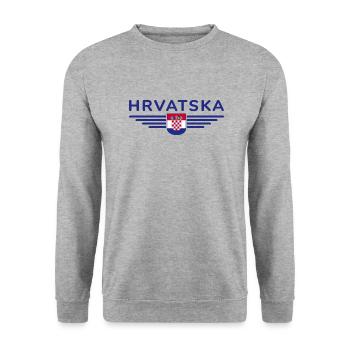 J’aime la Croatie, T-shirt design de style élégance - Sweat-shirt Unisexe - gris chiné - Devant - Alina (178cm) & Michal (187cm)