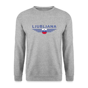 Trendiges Ljubljana Design - Unisex Pullover - Weißgrau meliert - Vorne - Alina (178cm) & Michal (187cm)