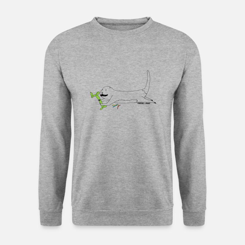 Otter mit Luftballons - Unisex Pullover - Weißgrau meliert