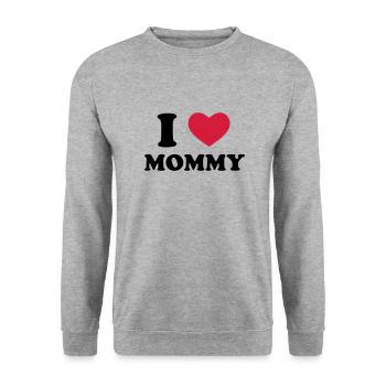 I Love Mommy - Sweat-shirt Unisexe - gris chiné - Devant - Alina (178cm) & Michal (187cm)