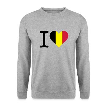 Ich liebe Belgien - Unisex Pullover - Weißgrau meliert - Vorne - Alina (178cm) & Michal (187cm)