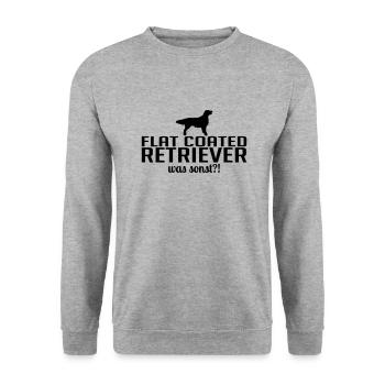 FLAT COATED RETRIEVER was sonst Hunde Wilsigns - Unisex Pullover - Weißgrau meliert - Vorne - Alina (178cm) & Michal (187cm)