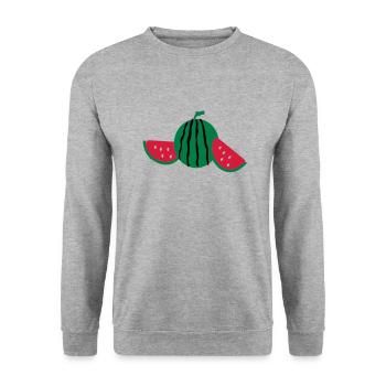 Pastèque fruits - Sweat-shirt Unisexe - gris chiné - Devant - Alina (178cm) & Michal (187cm)