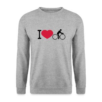 i love herz liebe fahrrad fahrer fahren biker spor - Unisex Pullover - Weißgrau meliert - Vorne - Alina (178cm) & Michal (187cm)