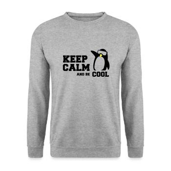 penguin keep calm - Unisex Pullover - Weißgrau meliert - Vorne - Alina (178cm) & Michal (187cm)