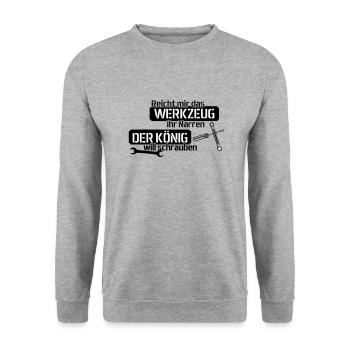 Reicht mir das Werkzeug ihr Narren - Unisex Pullover - Weißgrau meliert - Vorne - Alina (178cm) & Michal (187cm)