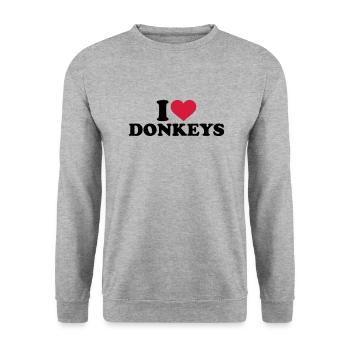 I love Donkeys - Sweat-shirt Unisexe - gris chiné - Devant - Alina (178cm) & Michal (187cm)