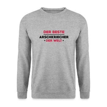 Arschkriecher Arschkriecherin Heuchler Heuchlerin - Unisex Pullover - Weißgrau meliert - Vorne - Alina (178cm) & Michal (187cm)