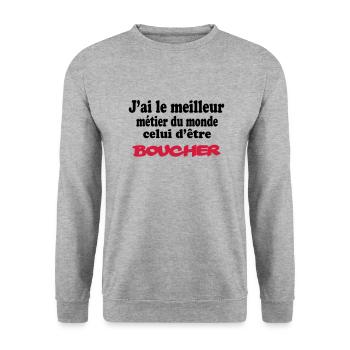 J'ai le meilleur métier du monde boucher : boucher - Unisex Sweatshirt - salt & pepper - Front - Alina (178cm) & Michal (187cm)
