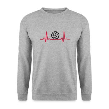 Volleyball Herzschlag - Unisex Pullover - Weißgrau meliert - Vorne - Alina (178cm) & Michal (187cm)