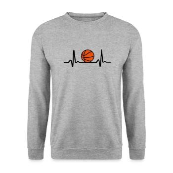 Basketball Heartbeat - Unisex Sweatshirt - salt & pepper - Front - Alina (178cm) & Michal (187cm)