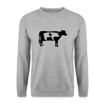 Bauernhof, Kuh, Schwein, Huhn - Unisex Pullover - Weißgrau meliert - Vorne - Alina (178cm) & Michal (187cm)