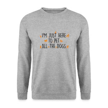 Ich bin nur hier, um alle Hunde zu streicheln - Unisex Pullover - Weißgrau meliert - Vorne - Alina (178cm) & Michal (187cm)