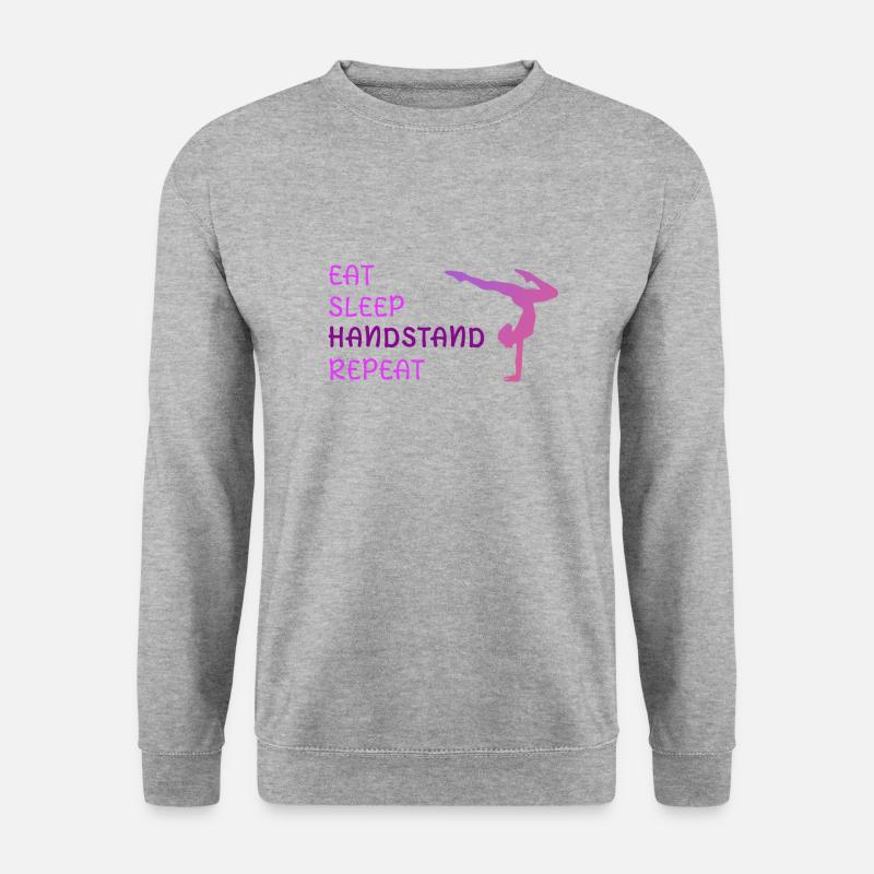 Eat Sleep Handstand Repeat - Unisex Pullover - Weißgrau meliert