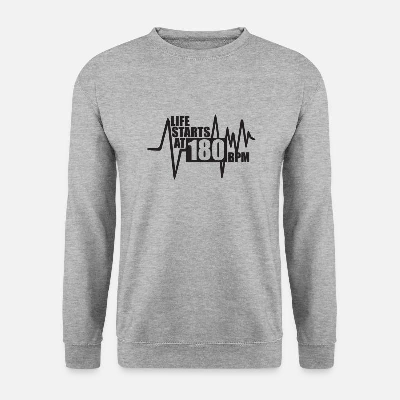 Das Leben beginnt bei 180 BPM - Unisex Pullover - Weißgrau meliert