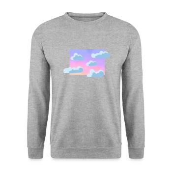 Pastell Wolkenhimmel - Unisex Pullover - Weißgrau meliert - Vorne - Alina (178cm) & Michal (187cm)