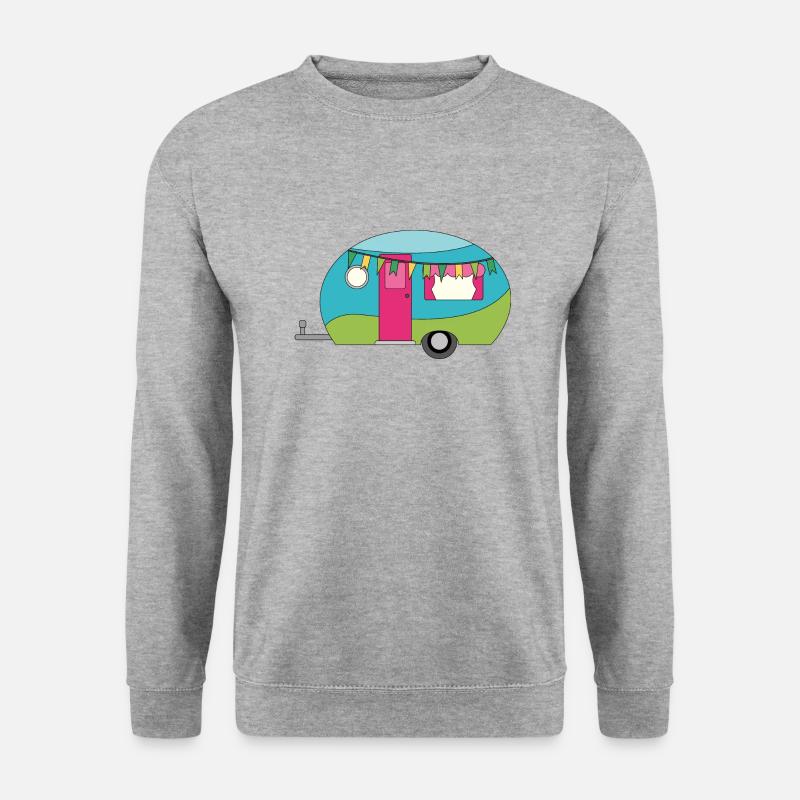 Wohnwagen Camping Lustiges - Unisex Pullover - Weißgrau meliert