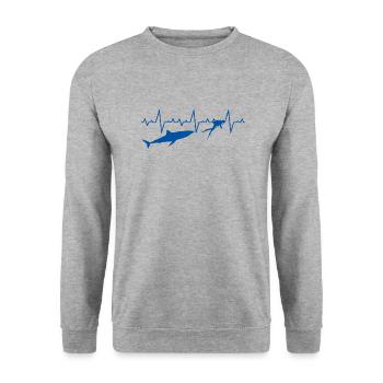 Divers Water Sports Heartbeat Shark Shark - Unisex Sweatshirt - salt & pepper - Front - Alina (178cm) & Michal (187cm)