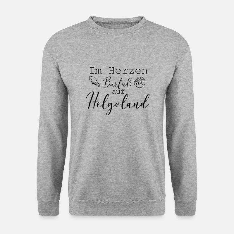 Im Herzen Barfuß auf Helgoland Valentinstag Insel - Unisex Pullover - Weißgrau meliert