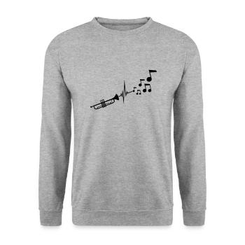 Instrument Trompette Notes - Sweat-shirt Unisexe - gris chiné - Devant - Alina (178cm) & Michal (187cm)