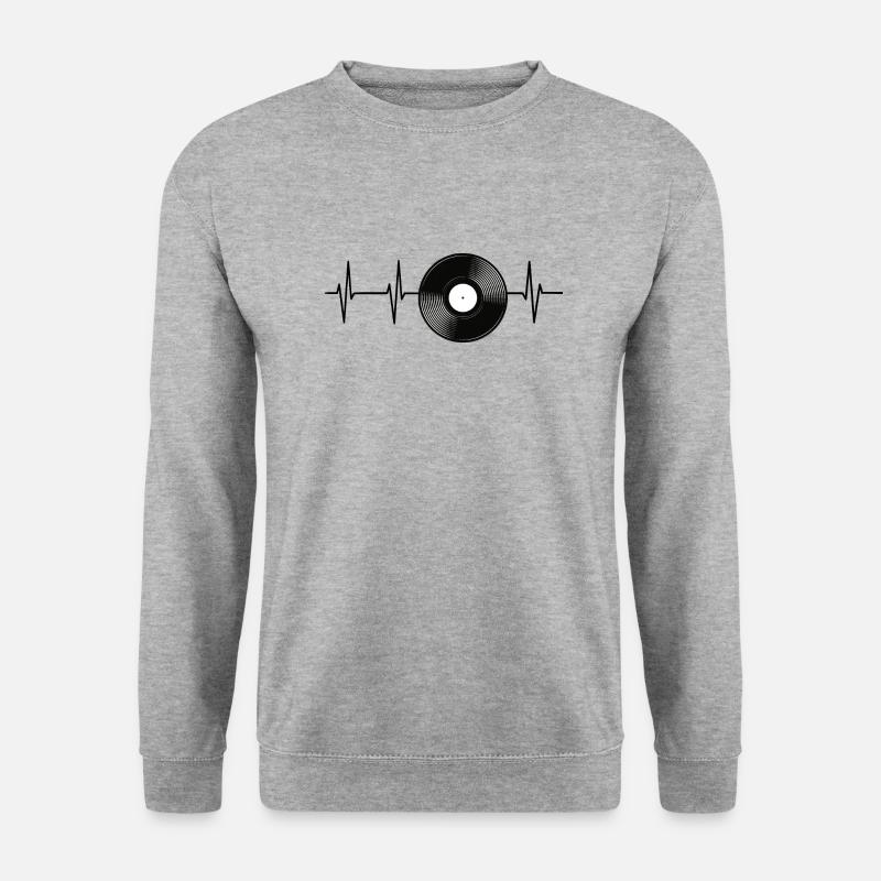 Herzfrequenz Schallplatte - Unisex Pullover - Weißgrau meliert