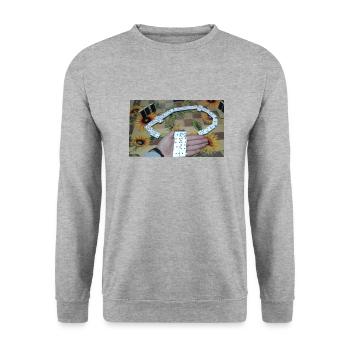 Domino - Unisex Pullover - Weißgrau meliert - Vorne - Alina (178cm) & Michal (187cm)