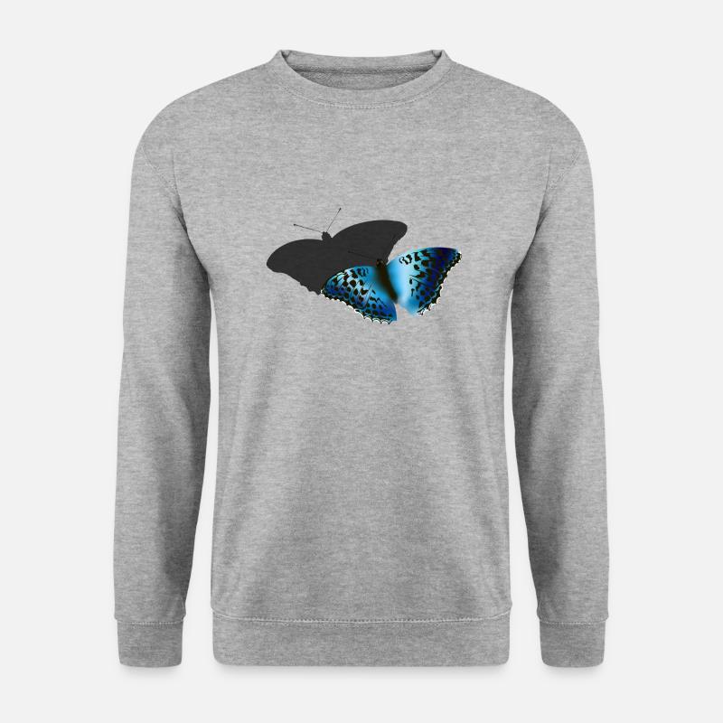 Blauer Schmetterling - Unisex Pullover - Weißgrau meliert