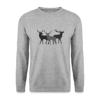 Deer - Unisex Sweatshirt - salt & pepper - Front - Alina (178cm) & Michal (187cm)