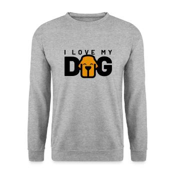 I LOVE MY DOG - Unisex Pullover - Weißgrau meliert - Vorne - Alina (178cm) & Michal (187cm)