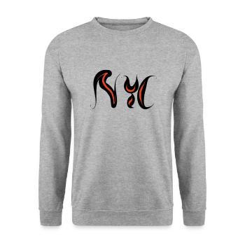 NYC Logo - Unisex Pullover - Weißgrau meliert - Vorne - Alina (178cm) & Michal (187cm)