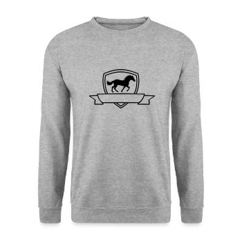 Horse Banner Coat of Arms Shield - Unisex Sweatshirt - salt & pepper - Front - Alina (178cm) & Michal (187cm)