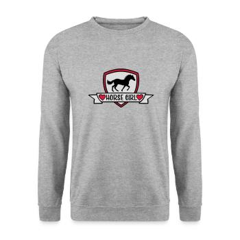 Conception de citation de fille de cheval - Sweat-shirt Unisexe - gris chiné - Devant - Alina (178cm) & Michal (187cm)