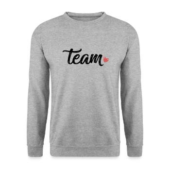 team herz - Unisex Pullover - Weißgrau meliert - Vorne - Alina (178cm) & Michal (187cm)