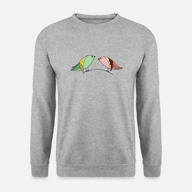 Vögel - Unisex Pullover - Weißgrau meliert
