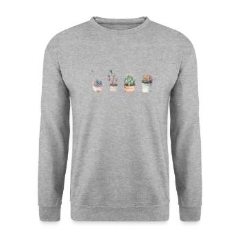 Succulents for plant lovers - Unisex Sweatshirt - salt & pepper - Front - Alina (178cm) & Michal (187cm)